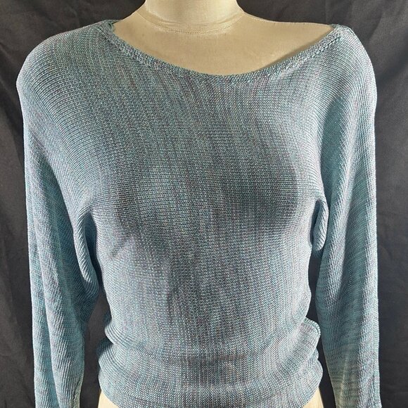 Guess Sweaters - Guess Asymmetrical Off Shoulder Sweater in Metallic Teal Blue Women's XS